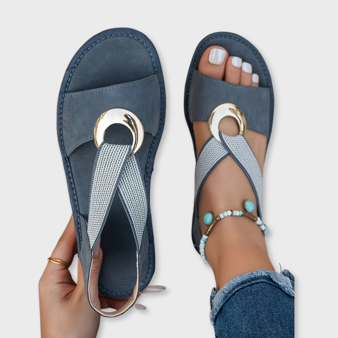 Stella | Flat Sandals With Metal Buckle