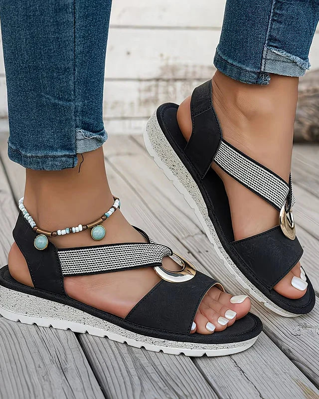 Stella | Flat Sandals With Metal Buckle