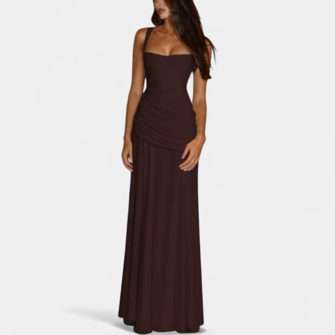 VENDOME™ – Ruched Tie-Back Sleeveless Maxi Dress