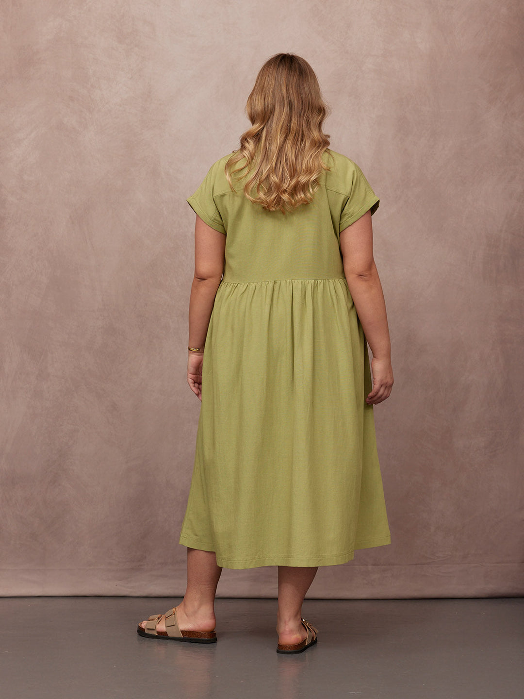 Rhiona Linen Shirt Dress - Olive