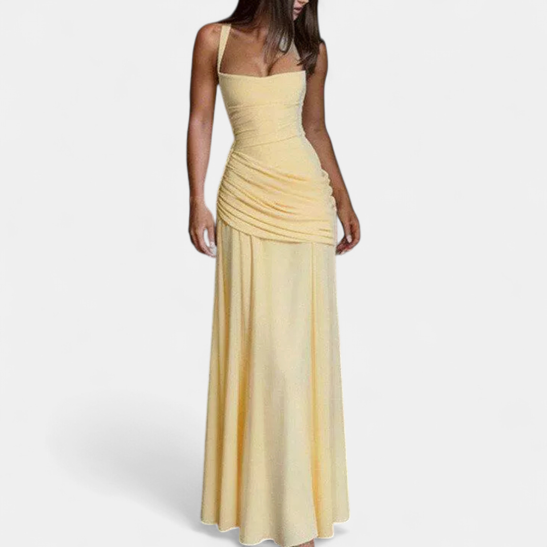 VENDOME™ – Ruched Tie-Back Sleeveless Maxi Dress