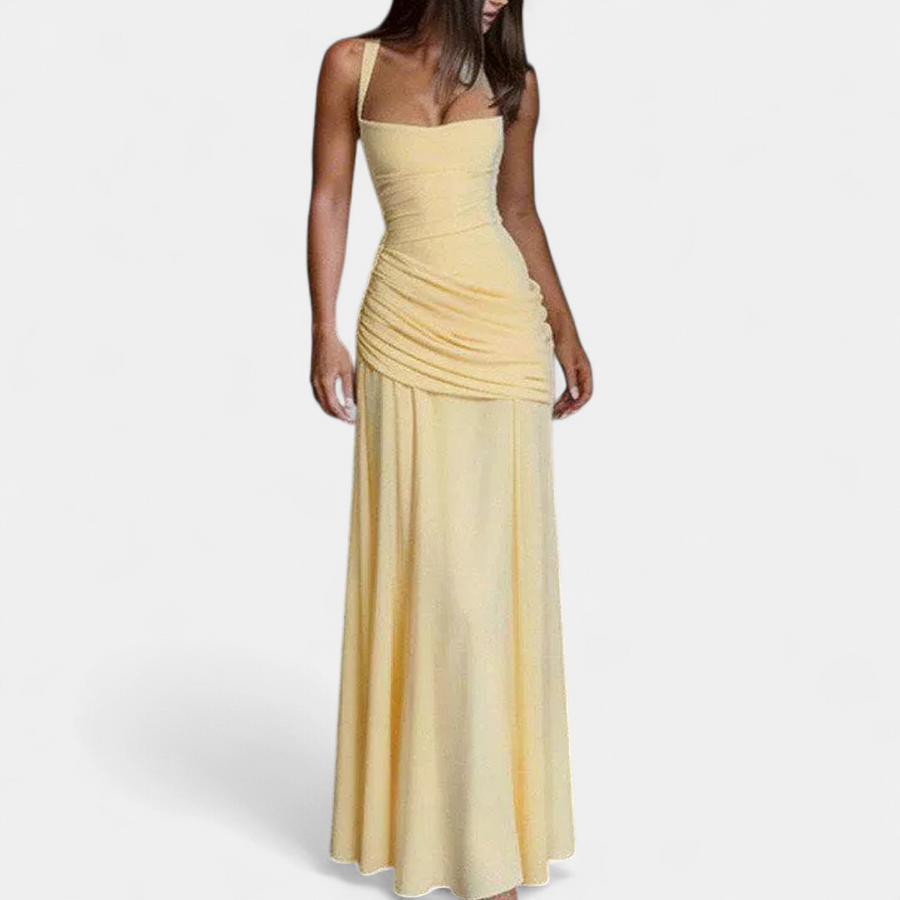 VENDOME™ – Ruched Tie-Back Sleeveless Maxi Dress